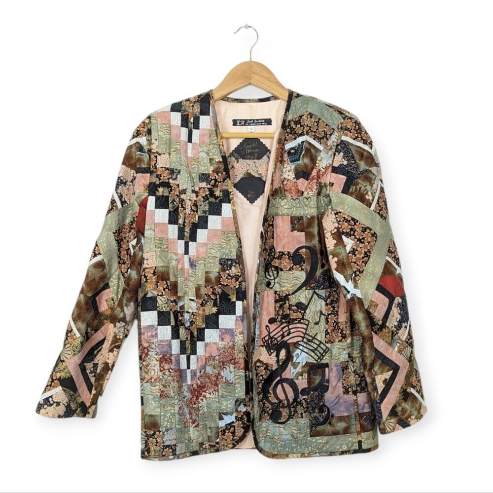 Vintage Just Jackets Music Note Colorful Designed Blazer